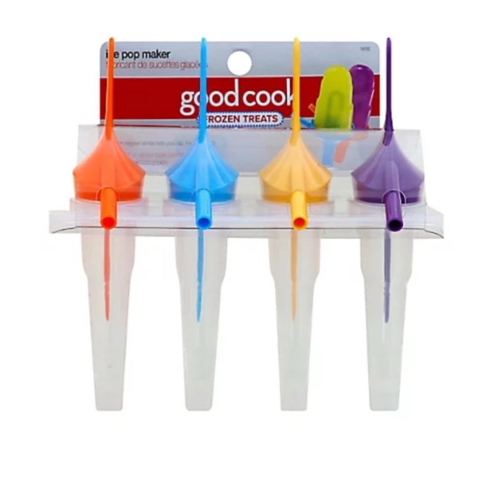 GoodCook 4-Piece BPA-Free Plastic Ice Pop and Frozen Treats Maker Multicolor New